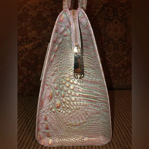 NWT-Brahmin-Caroline Satchel-Flirty Ombré Melbourne-Croc Embossed Leather-$345 - Picture 7 of 14